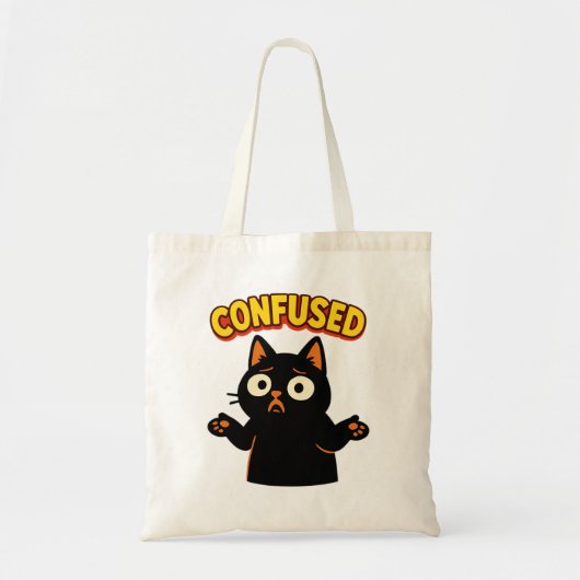 Verwarde zwarte kat tote bag (Voorkant)