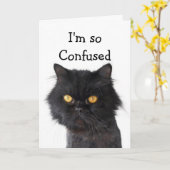 Verwarde zwarte Perzische kat Happy Birthday Kaart (Gele Bloem)