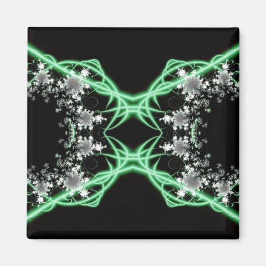 Verwardheid | Groene en witte fractale kunst Magneet (Voorkant)