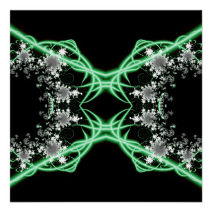 Verwardheid Groene en witte fractale kunst Perfect Poster