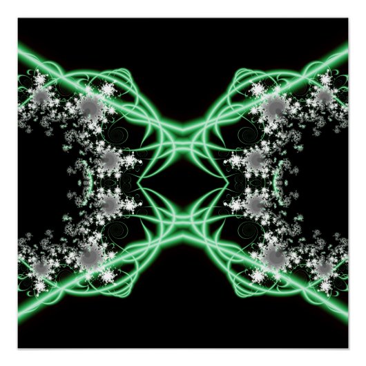 Verwardheid | Groene en witte fractale kunst Perfect Poster (Voorkant)
