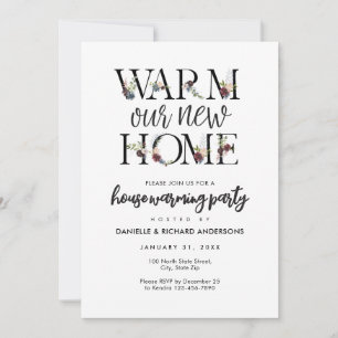 VERWARM ONZ ZWART-WIT HUIS Housewarming Party Kaart