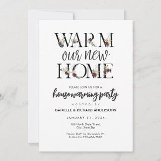 VERWARM ONZ ZWART-WIT HUIS Housewarming Party Kaart