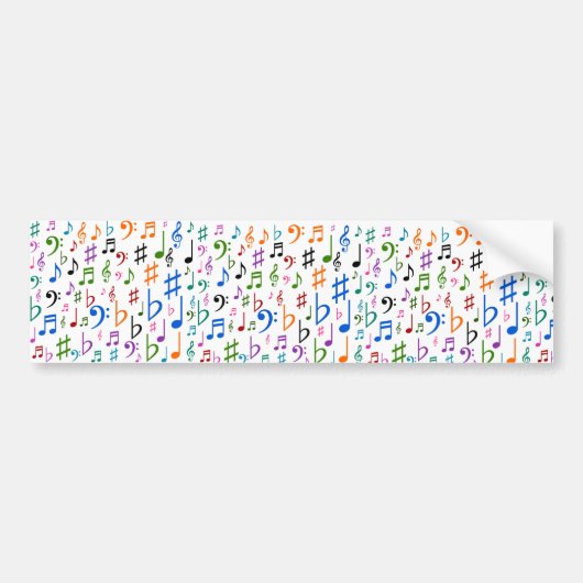 Verwarm van muzikale notities en symbolen bumpersticker (Voorkant)