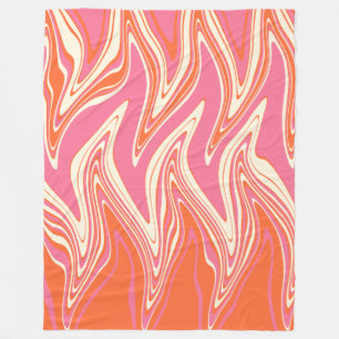 Verwarmd - Roze, Oranje en crème Fleece Deken