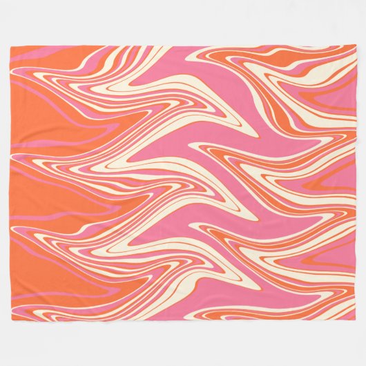 Verwarmd - Roze, Oranje en crème Fleece Deken (Voorkant (Horizontaal))