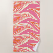Verwarmd - Roze, Oranje en crème Strandlaken (Voorkant)