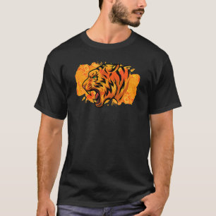 Verwarmde tijgerkop Abstract kleurrijk tijgerkunst T-shirt