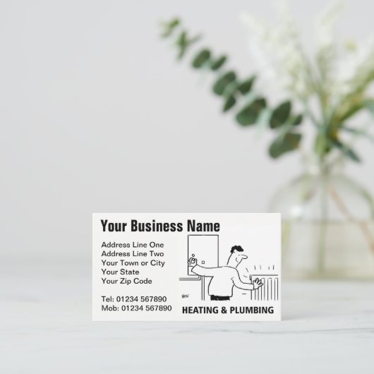 Verwarming Diensten Cartoon Visitekaartje (Staand voorkant)