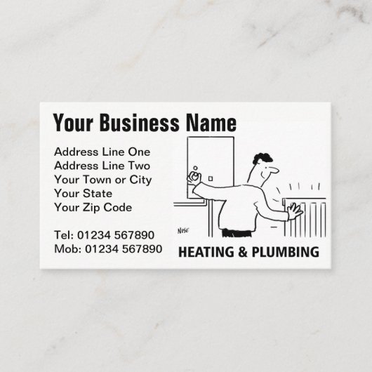 Verwarming Diensten Cartoon Visitekaartje (Voorkant)