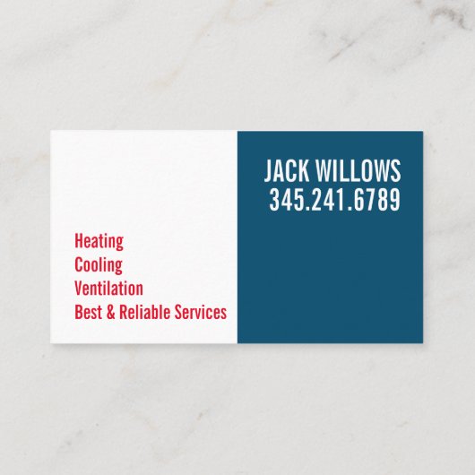 Verwarming en koeling, airconditioning, HVAC Busin Visitekaartje (Achterkant)
