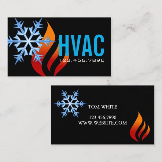 Verwarming en koeling, airconditioning, HVAC Busin Visitekaartje (Voorkant / Achterkant)