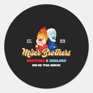Verwarming En Koeling Broers Kerst Retro Ronde Sticker