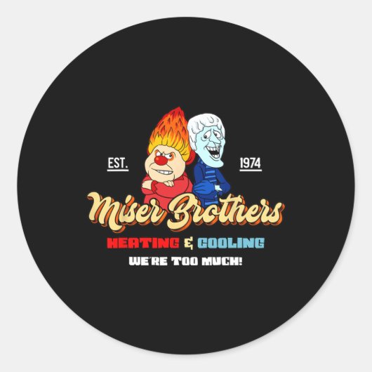 Verwarming En Koeling Broers Kerst Retro Ronde Sticker (Voorkant)