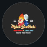 Verwarming en koeling Brothers Christmas Retro Ronde Sticker<br><div class="desc">Verwarming en koeling Brothers Christmas Retro</div>