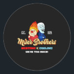 Verwarming en koeling Brothers Christmas Retro Ronde Sticker<br><div class="desc">Verwarming en koeling Brothers Christmas Retro</div>