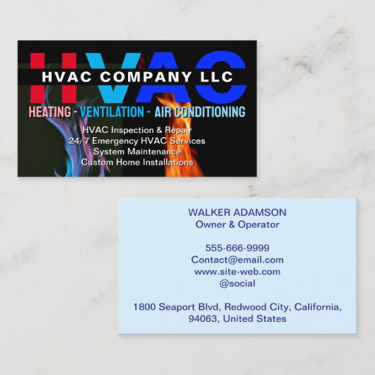 Verwarming en koeling (HV AC) | Aangepaste HVAC Visitekaartje (Voorkant / Achterkant)