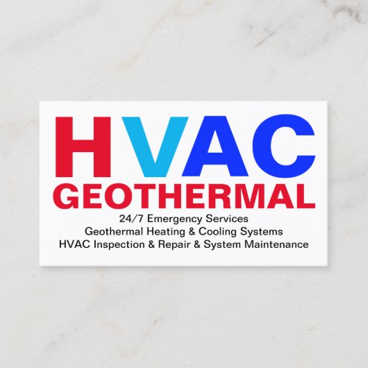 Verwarming- en koelsystemen - Geothermische HVAC Visitekaartje (Voorkant)