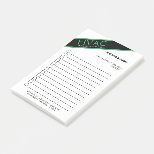 Verwarming Koeling HVA Business Checklist Post-it® Notes (Schuin)