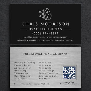 Verwarming & Koeling HVAC QR-code Zwart Visitekaartje
