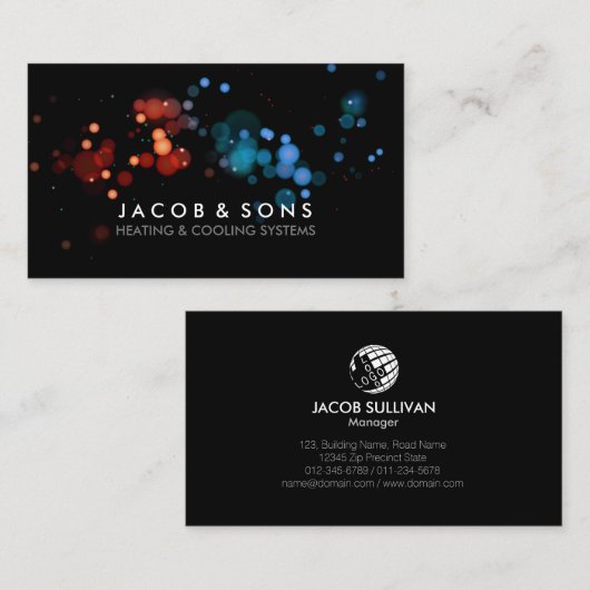Verwarming Koelsystemen Rode Blauwe Stippen Visitekaartje (Voorkant / Achterkant)