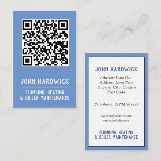 Verwarming, leidingen, ketelonderhoud QR-code Bu Visitekaartje (Voorkant / Achterkant)