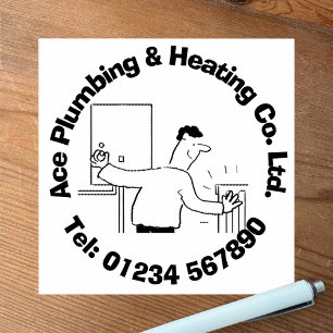 Verwarming & Loodgieterij Cartoon te personalisere Rubberstempel