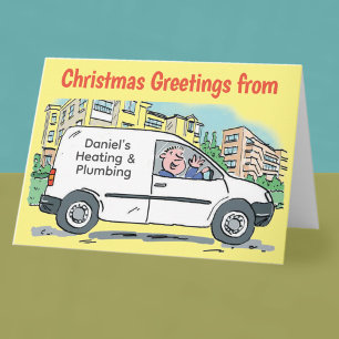 Verwarming & Loodgieters Witte Bestelwagen Kerstka Kaart