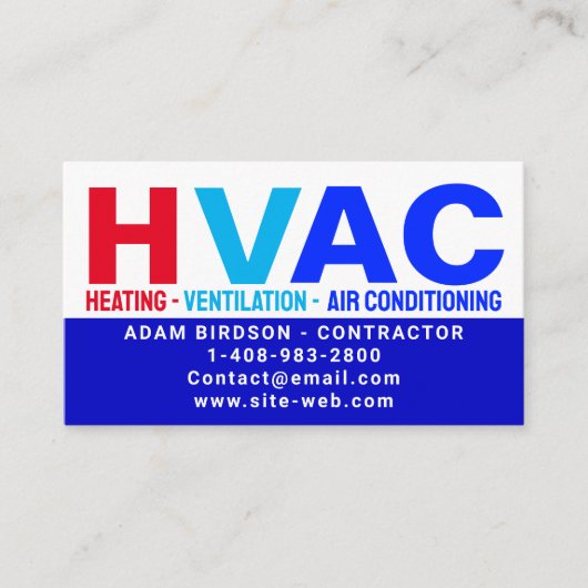 Verwarming & Ventilatie & Airconditioning - HVAC Contactkaartje (Voorkant)