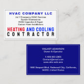 Verwarmings- en koelingsaannemer visitekaartje (Voorkant / Achterkant)