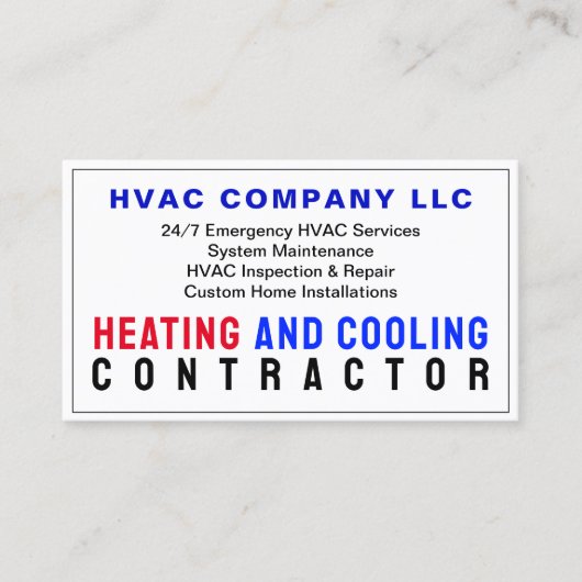 Verwarmings- en koelingsaannemer visitekaartje (Voorkant)