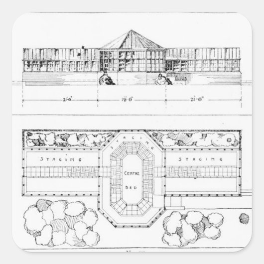 Verwarmingssysteem voor een hotel, conservatorium  vierkante sticker (Voorkant)