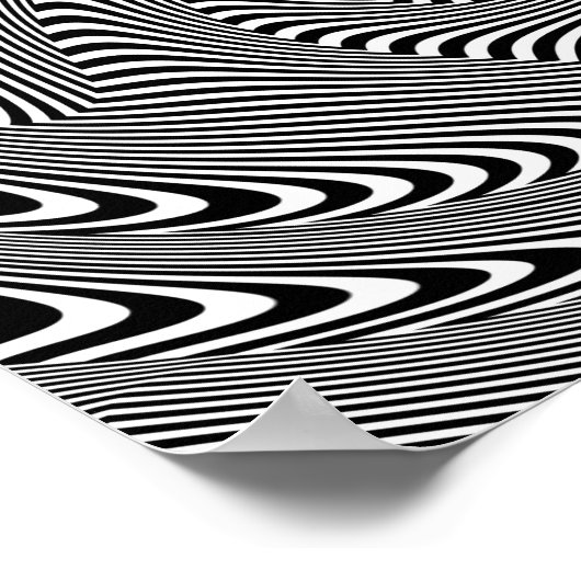 verwarrend hypnotisch wervellijnpatroon zwart wit poster (Hoek)