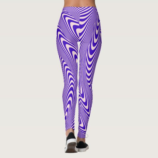 verwarrend hypnotische wervellijnpatroon. blauw wi leggings (Achterkant)