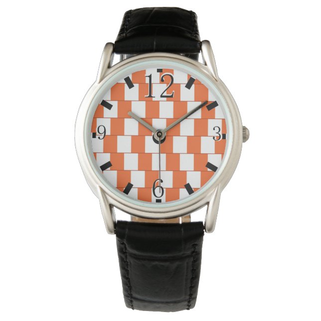 Verwarrende lijnen Oranje Horloge (Voorkant)