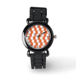 Verwarrende lijnen Oranje Horloge