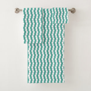 Verwarrende lijnen turquoise bad handdoek