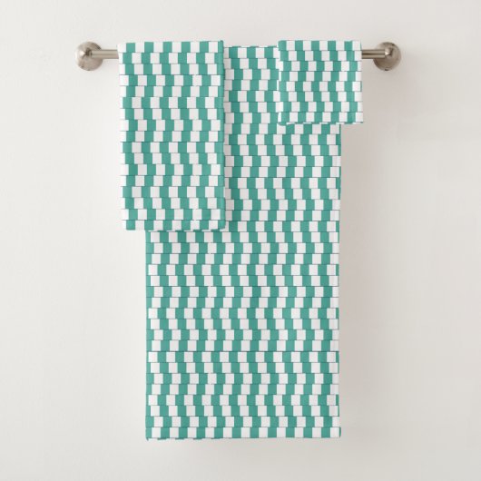 Verwarrende lijnen turquoise bad handdoek (Insitu)