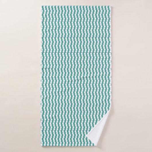 Verwarrende lijnen turquoise badhanddoek (Badhanddoek)