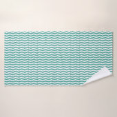 Verwarrende lijnen turquoise badhanddoek (Badhanddoek)