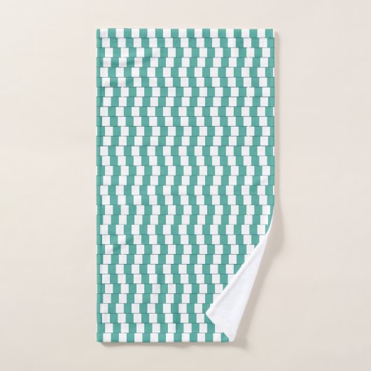 Verwarrende lijnen turquoise handdoek (Handdoek)