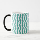 Verwarrende lijnen turquoise magische mok (Links)