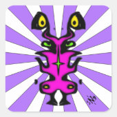 Verwarthoekig, met cowling gelijkend schepsel v1 vierkante sticker (Voorkant)