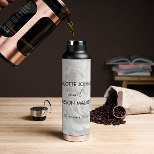 Verwaterde grijze rozen gepersonaliseerd verloving waterfles