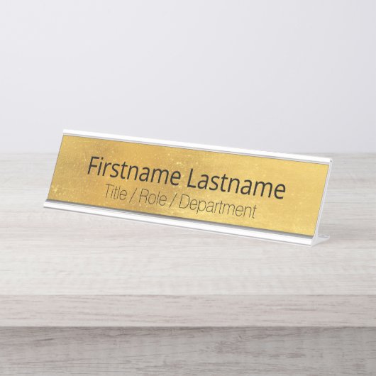 Verweerd Antiek Messing Goud + Blok Aangepaste Deu Bureau Naambordje (Voorkant)