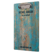 Verweerd Blauw  Rustiek Hout Gepersonaliseerd Logo Klembord (Links)