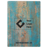 Verweerd Blauw Rustiek Hout Gepersonaliseerd Logo Klembord (Achterkant)