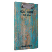 Verweerd Blauw  Rustiek Hout Gepersonaliseerd Logo Klembord (Rechts)