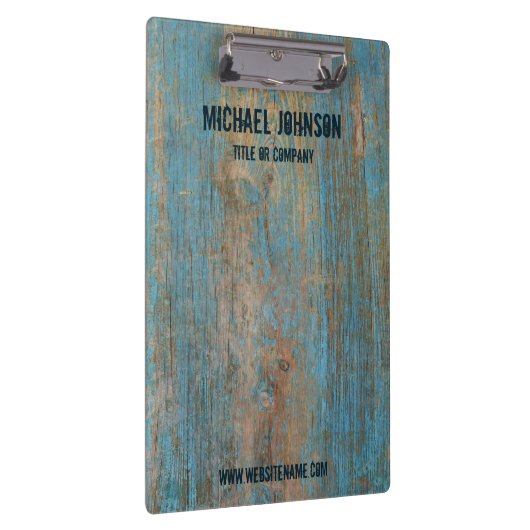 Verweerd Blauw  Rustiek Hout Gepersonaliseerd Logo Klembord (Rechts)