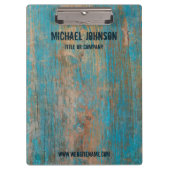 Verweerd Blauw  Rustiek Hout Gepersonaliseerd Logo Klembord (Voorkant)